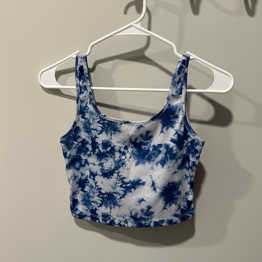 Rib-knit Tie Dye Crop Tank Top